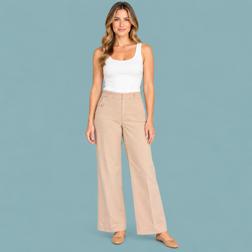 SPANX Size Medium M Tall Mauve Solid Stretch Twill Crop Wide Leg Pants NEW